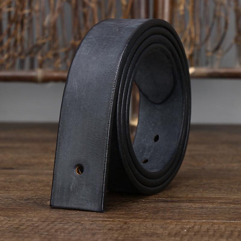 Headless Pin Buckle, No Lead Belt Strip, Belt Body Buckle-Free Retro First Layer Pure Cowhide Men'S Belt, Thickened Leather