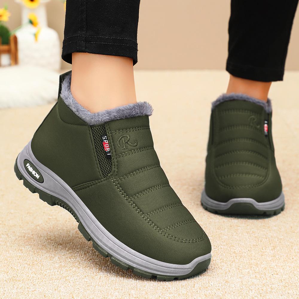 Cotton shoes women's large size velvet thickened cotton boots with soft soles, comfortable and not tired feet, snow boots, cold-proof and warm