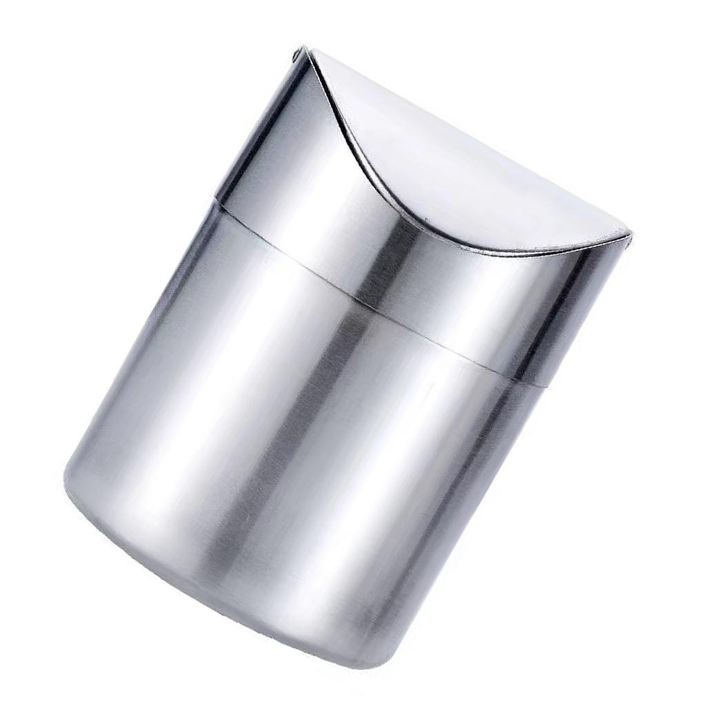 Fashion Home Office Desk Trash Bin Stainless Steels Swing Top Lid Small Waste Organizers Rubbish Can For Tight Space