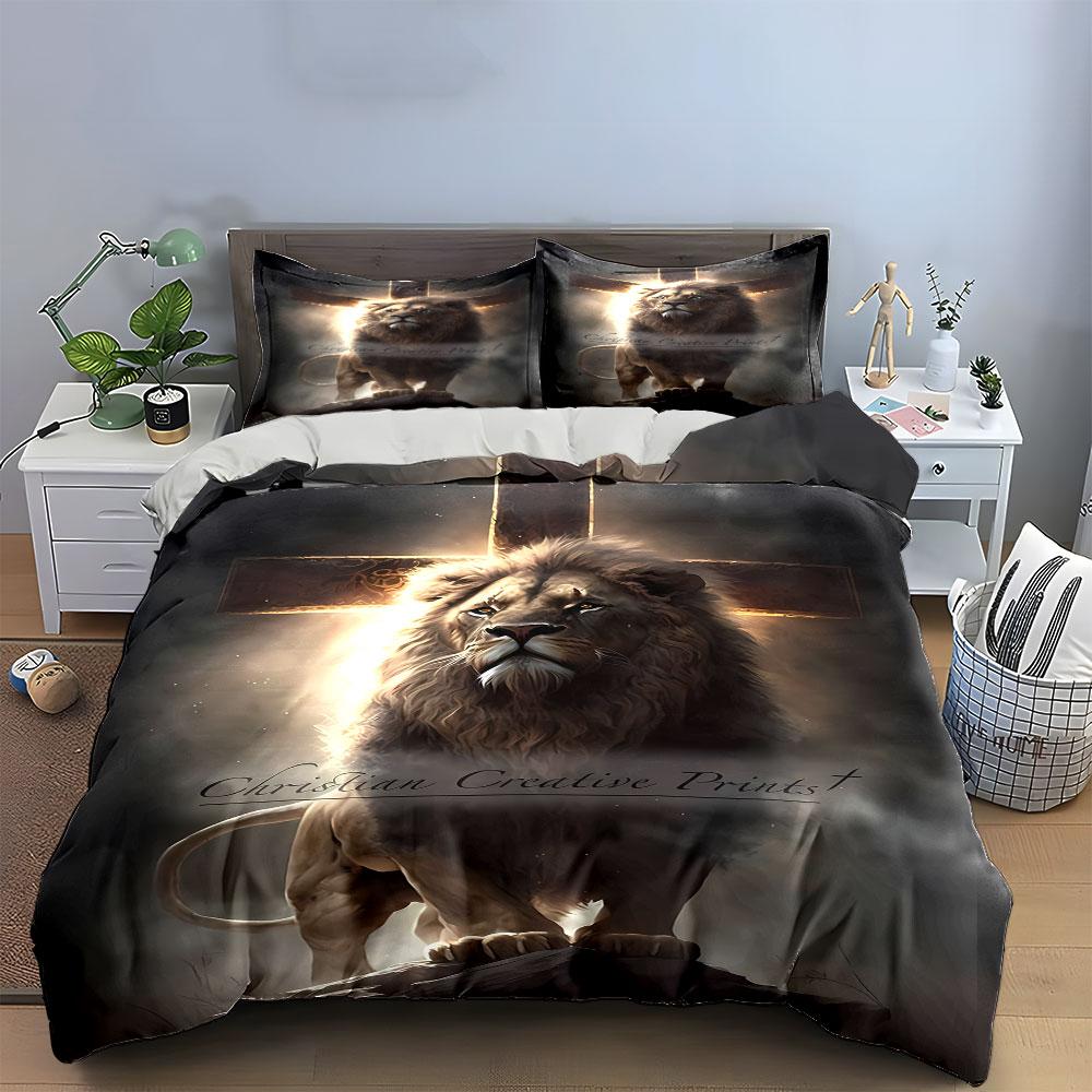 Majestic Lion's Divine Aura Bedding Sets Duvet Covers Pillowcases(1* Duvet Cover 2* Pillowcases Without Duvet Insert)