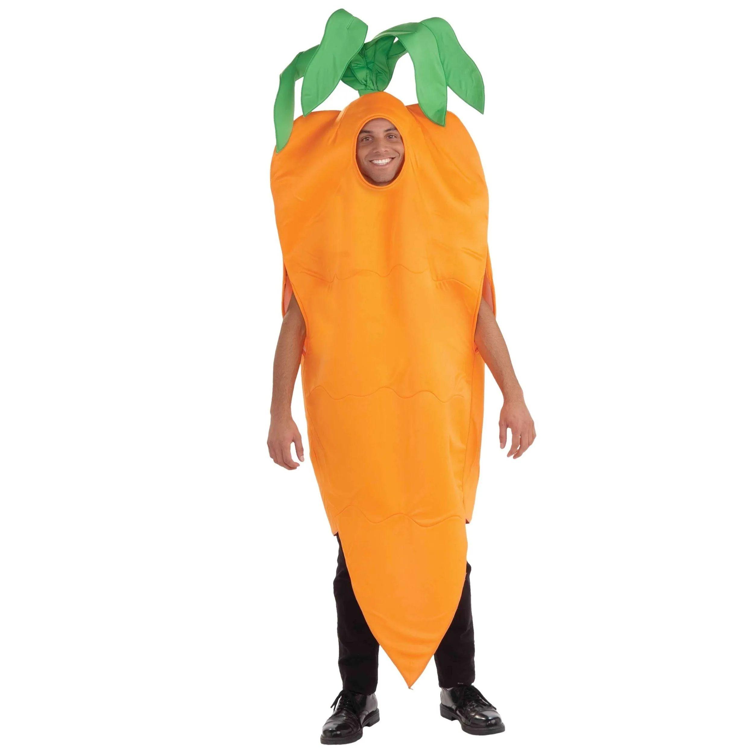 Mannen Volwassen Wortel Kostuum Oranje Groenten en Voedsel Outfits voor Halloween Cosplay Grappige Verkleed Set One Size oranje