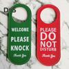 Do Not Disturb Door Hanger Double-sided Faux Leather Welcome Please Knock Home Office Door Handle Sign Hanging Decoration Ornament