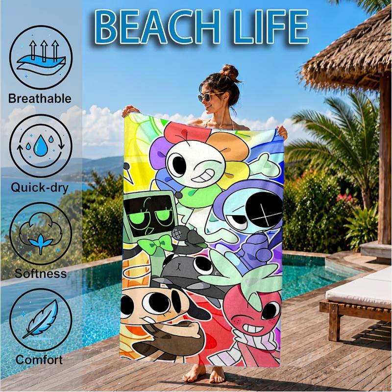Colorful Cartoon Dandy Beach Towel, Super Soft Microfiber, Perfect Gift for Her/Him, Birthday, for Pool, Beach, Travel, Decor Beach Party