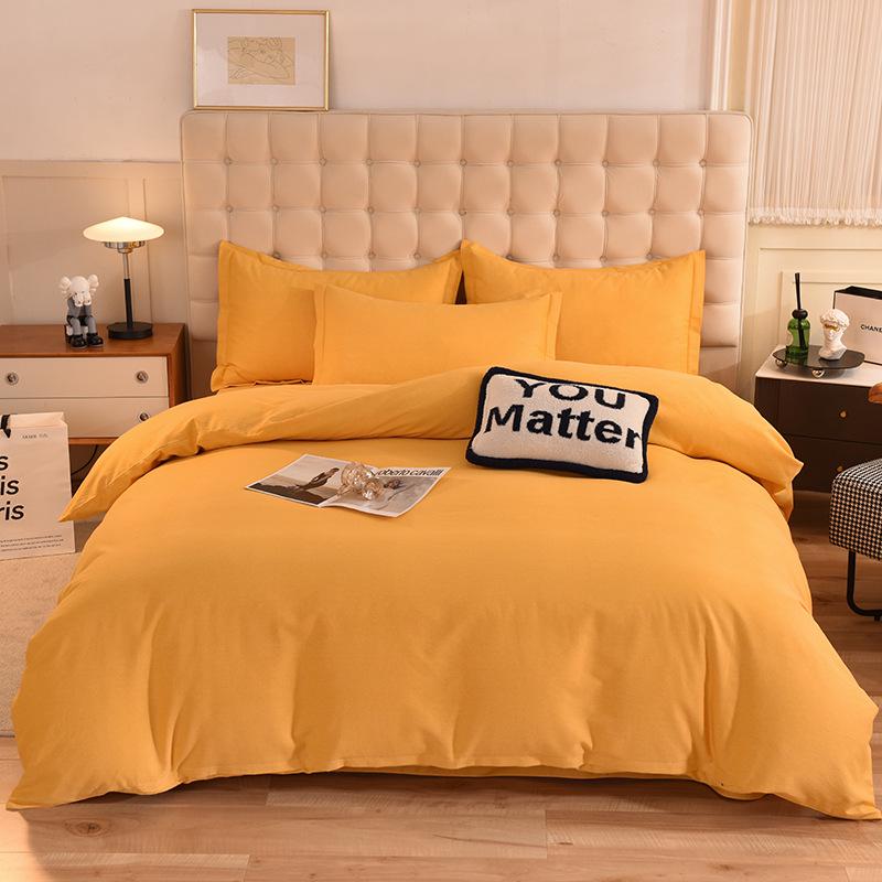 Thickened Brushed Pure Cotton Autumn/Winter Bedding Set - All-Season Universal (Four-Piece & Three-Piece Options)
