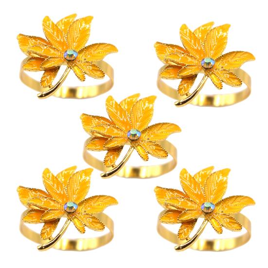 5 Pcs Napkin Rings Maple Leaf Design Napkin Holders Anti-Oxidation Decorative