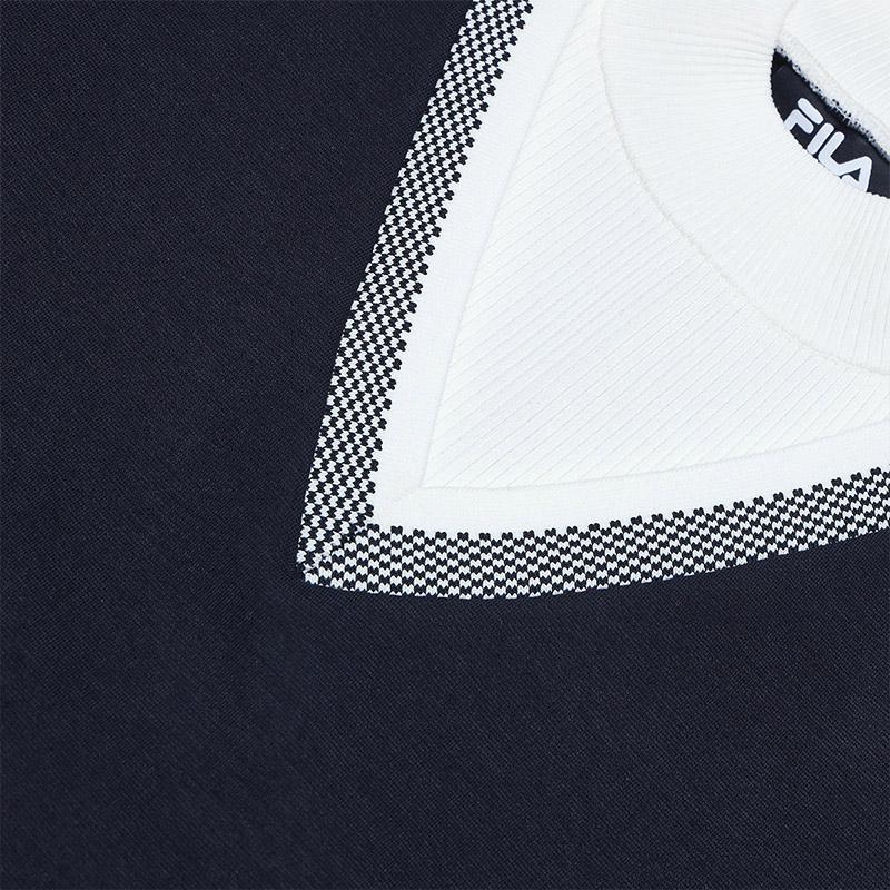 FILA Casual Fashion Knitted Long Sleeve Dress Women dresses Legendary-Blue F11W514301FNV