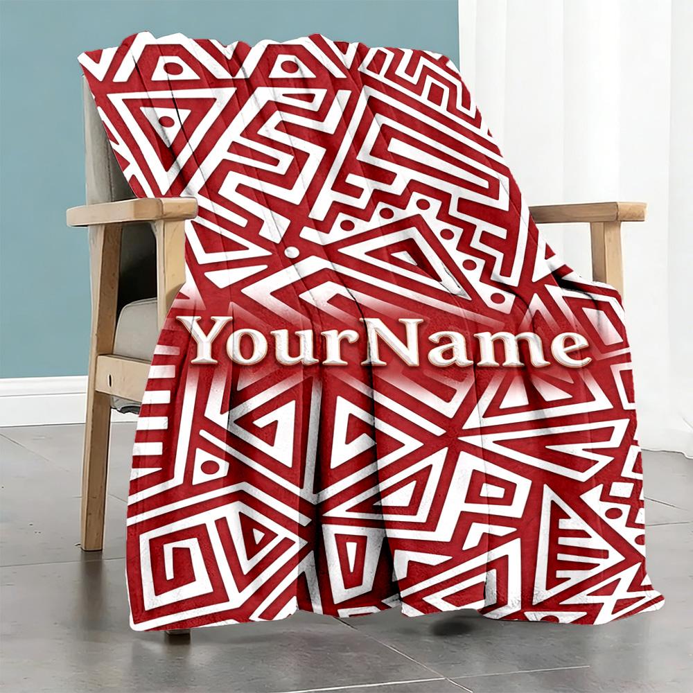Ethnic Tribal Patterns Customize Text Blanket Gift Customizable Blanket Soft Warm Cozy Great for Office Living Room Chair Bed Four Seasons Universal
