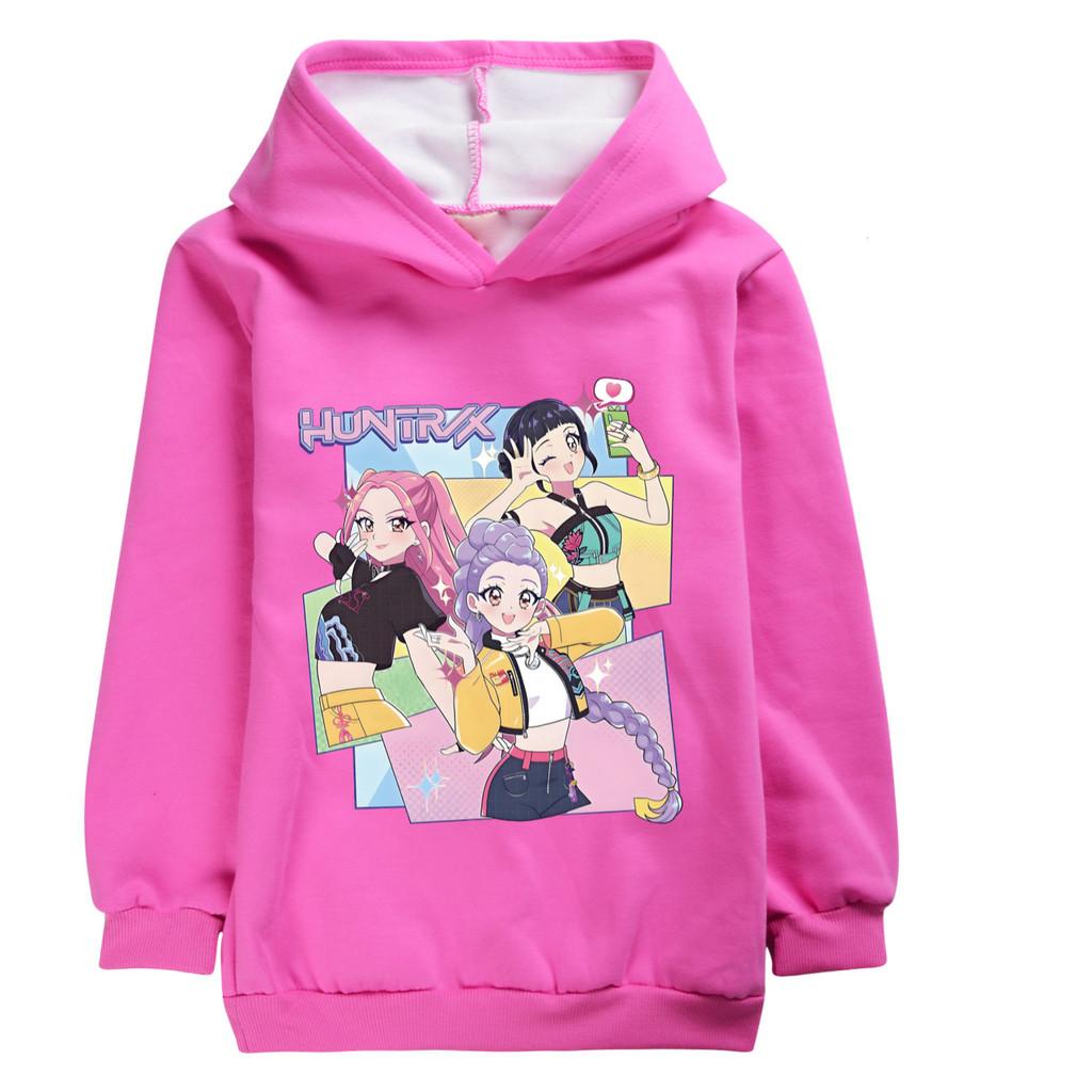 4975 Kids Girls Kpop Rumi Zoey Mira Print Casual Long Sleeves Thick Velvet Warm Hoodie