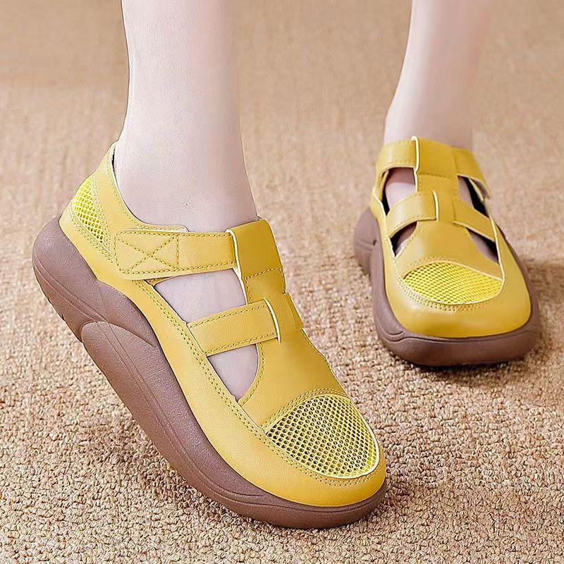 Retro Closed Toe Women's Sandals New Summer Outdoor Fashion Mesh Thick Bottom Breathable Hollow-out Two-Way Hole Shoes