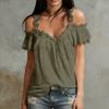 Blusa da Donna a Spalle Scoperte con Maniche a Volant Vestibilità Larga Top Estivo Pullover Casual Leggero per Uso Quotidiano