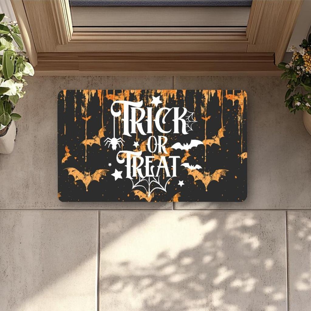 Gothic Art Horror Dragon Bat Pumpkin Unwelcome Mat Dark Scary Decorative Non-Slip Carpet Rug For Halloween Home Decoration