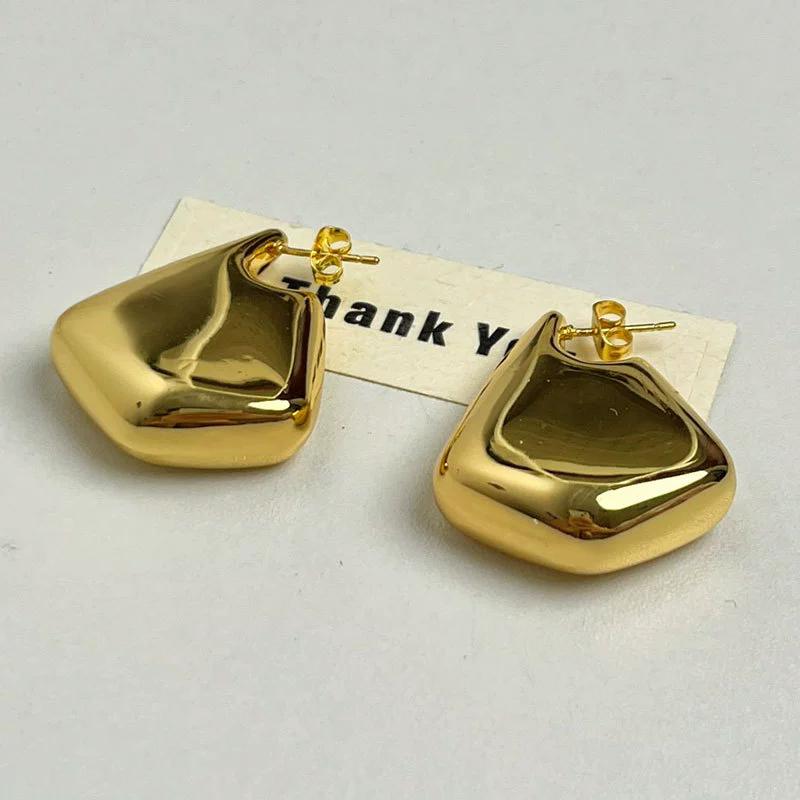 Vintage Ins Style Geometric Triangle Smooth Earrings New Punk Fashion Earrings Studs Women's Party Jewelry Accessories