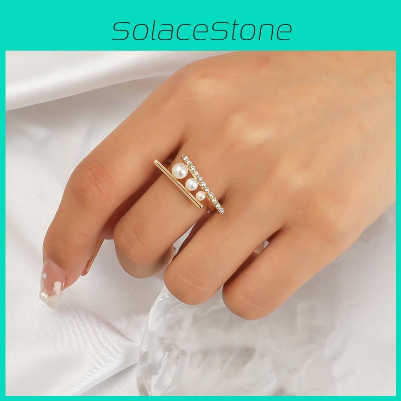 Stunning Korean Fashion Adjustable Pearl Ring With Refined Diamond Detail Ideal For Everyday Wear