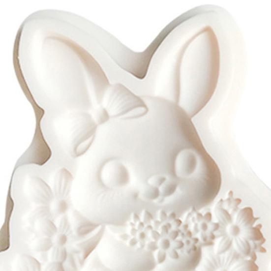 Yousheng Rabbit Silicone Mold Easter Bunny Floral Pattern Chocolate Candy Making Mold Flexible Reusable Easy Demoulding Cake Decoration Mold