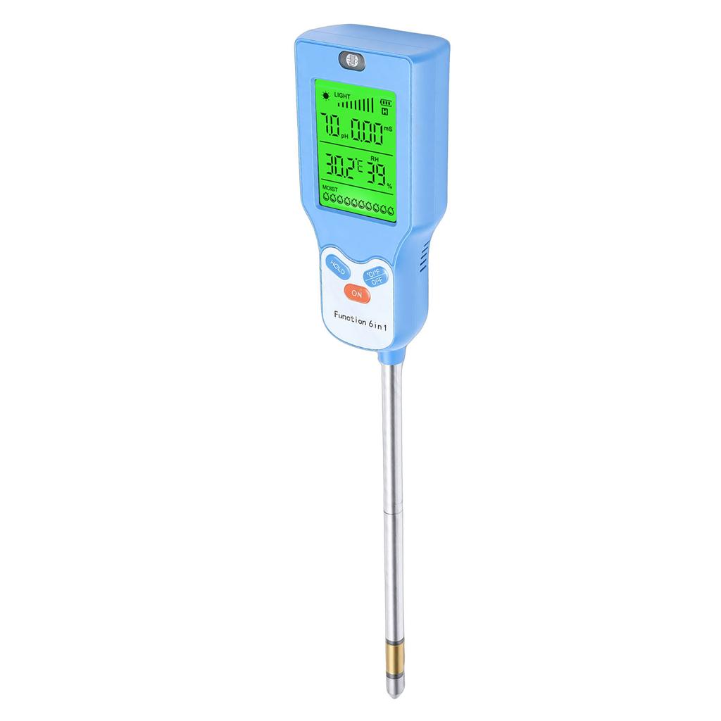 6 In 1 Soil Meter Tester PH Humidity Temperature Illuminance Environmental Humidity Soil Fertility Survey Instrument