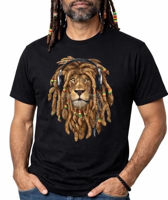 Löwe Dreadlock Rasta T-Shirt Jamaika Jamaikanisches Baumwoll T-Shirt Tee Top