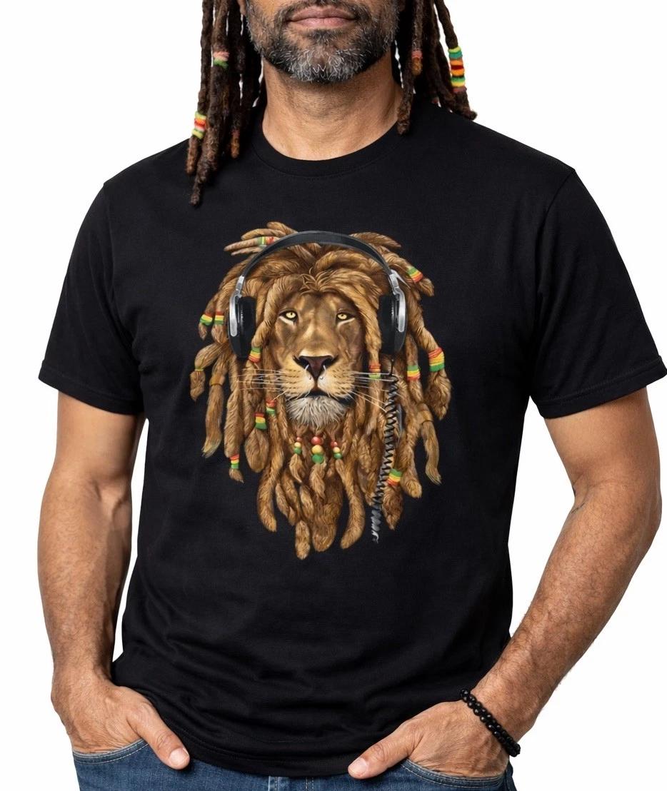 Lion Dreadlock Rasta T-Shirt Jamaica Jamaican Cotton T-Shirt Tee Top XXXXL