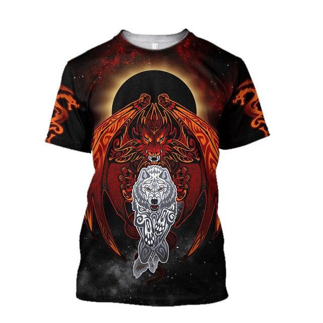Футболка с изображением свирепых животных, волка и индейцев, мужская модная одежда, уличная одежда с 3D принтом в стиле Харадзюку, топы, Прямая поставка XXXXXXL