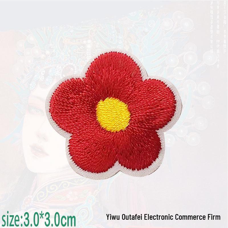 Colorful Plum Blossom Embroidered Fabric Iron-on Patch for Clothing Repair