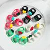 Cute Chunky Heart Acrylic Finger Rings for Women Trendy Multicolor Resin Love Bowknot Stack Ring for Women Party Jewelry Gifts
