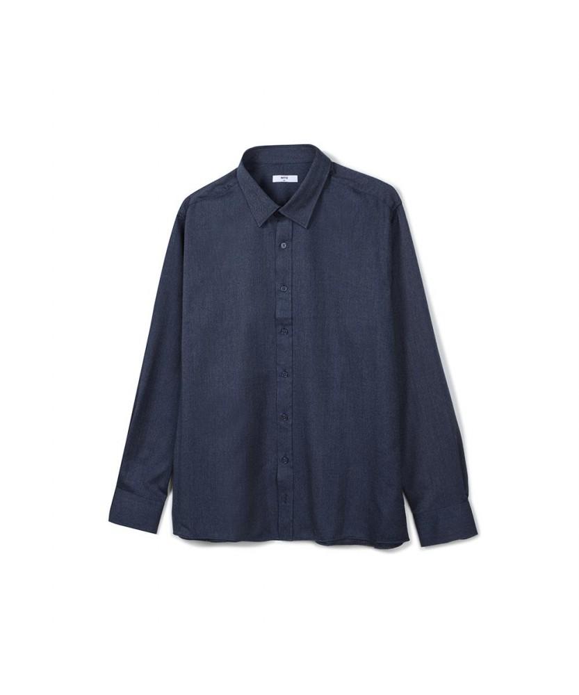 Notig Flannel Melange Solid Casual Shirt Navy Navy/095