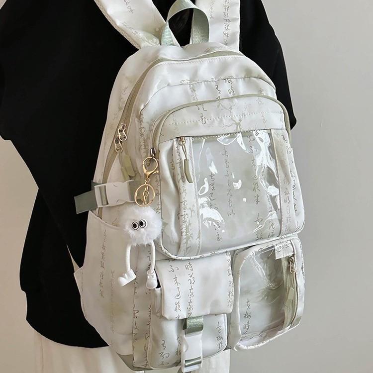 Junior High School Student Anti-theft Student Schoolbag Transparent Multi-pocket Large-capacity Waterproof and Wear-resistant Niche Light Luxury Ba