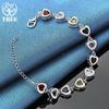 925 Sterling Silver Heart Inlaid With Multi-color AAA Zircon Bracelet Jewelry