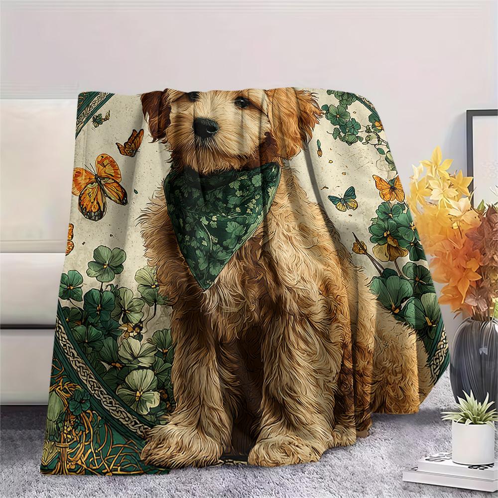 Koc Flanelowy z Nadrukiem Psów, Wysokiej Jakości, Wygodny na Wszystkie Pory Roku, Wystrój Domu, Ciepło i Komfort, Idealny na Prezenty Świąteczne