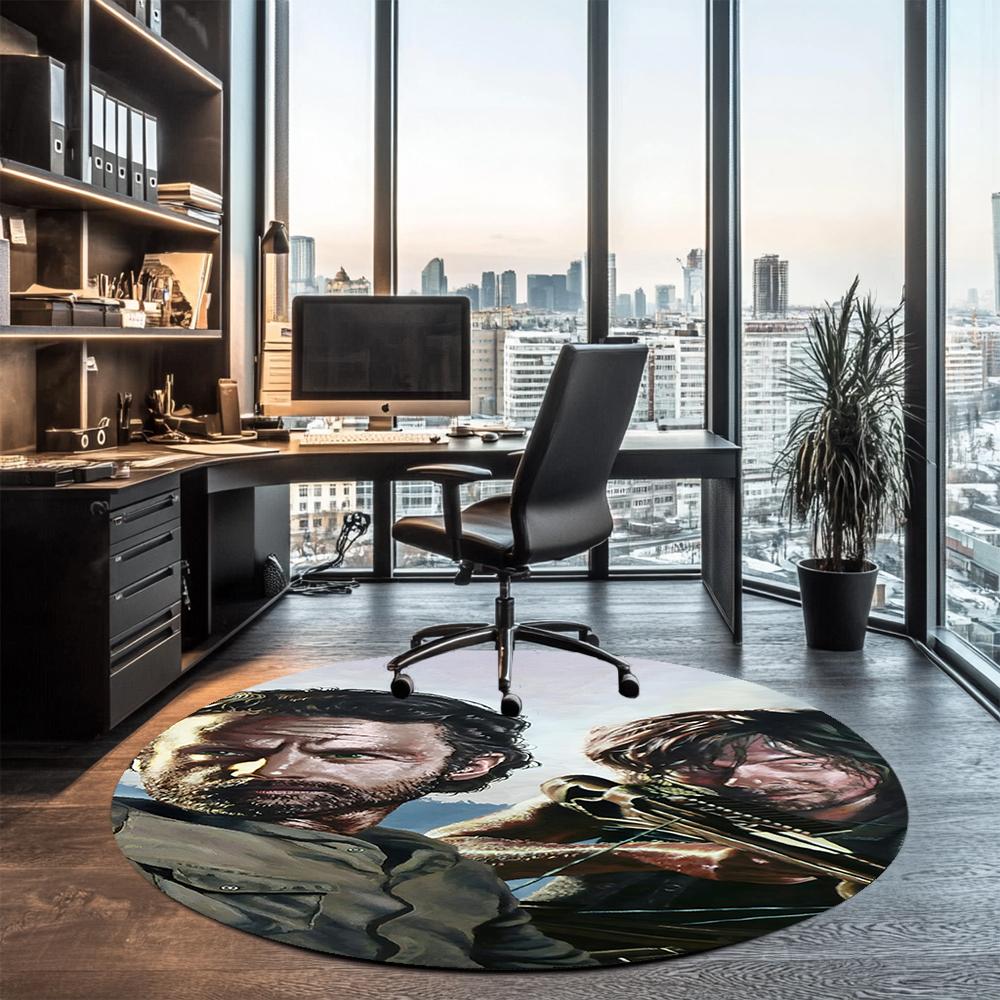 Daryl and Rick Printed Round Rug Carpet Chair Rug Area Rug Entryway Doormats,for Office Chair Living Room Bedroom Kitchen Room.
