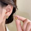 Women Exquisite Full Diamond Hollow Heart Inlaid Zircon Brass Stud Earrings