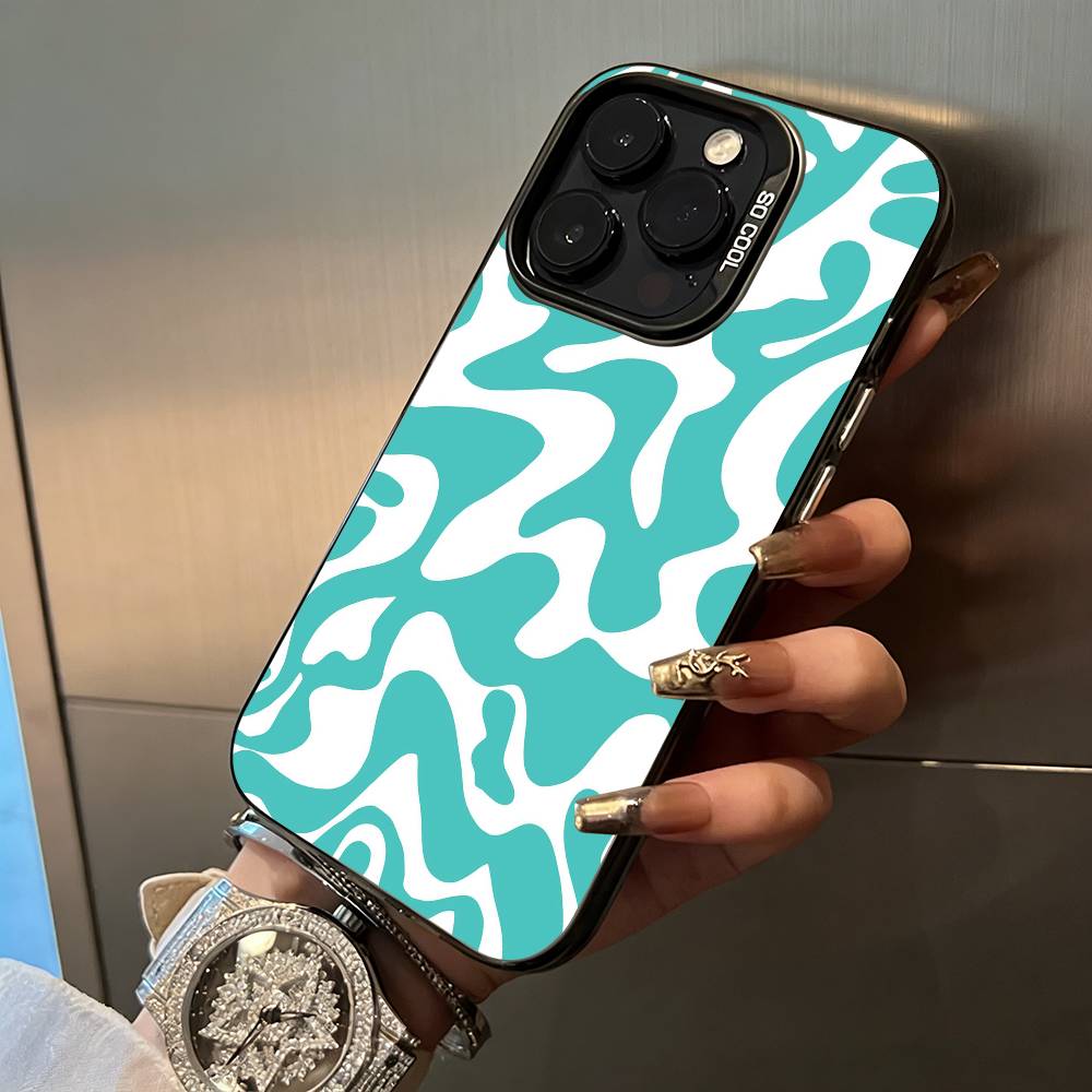 Abstract -FluidWavy Pattern Phone Case For iPhone 17,16,15,14,13,12,11 Plus Pro Max Colored Silver Phone Case