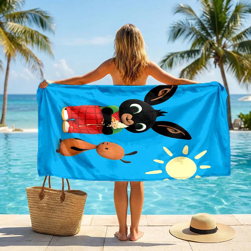 Bunny Fashion Beach Towel: Ideal for Summer Adventures Soft, Absorbent and Quick Drying Suitable for Swimming and Bathing