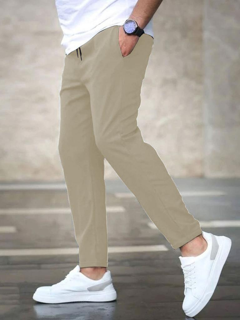Men Casual Nine Pants With Polyester Fabric For Autumn Everyday Wear