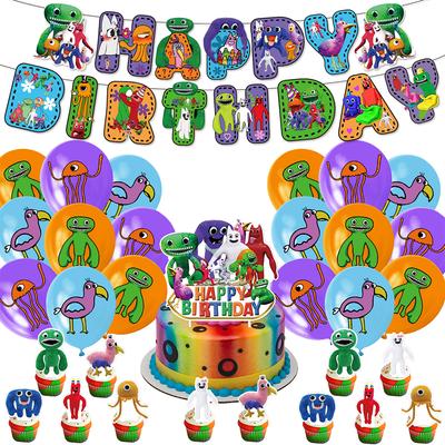 32Pcs Cake Toppers, Banner, Balloons Decor Set For Garten Of Banban Themed Party