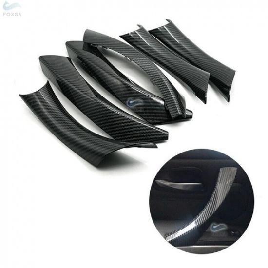 SET ABS Carbon Color Inner Door Handle Pull Cover Trim For BMW 3 Series E90 E91
