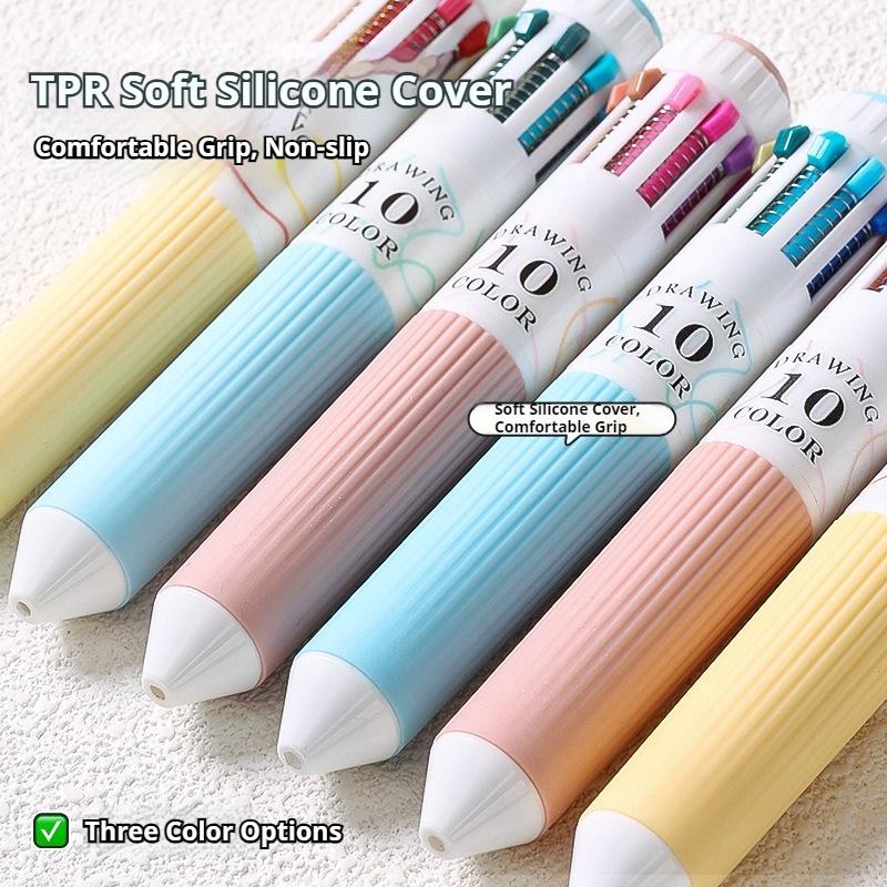 Multicolor Ballpoint Pen Set 0.8mm 10-in-1 Colored Pens Fine Point Retractable Ballpoint Pens for Office School