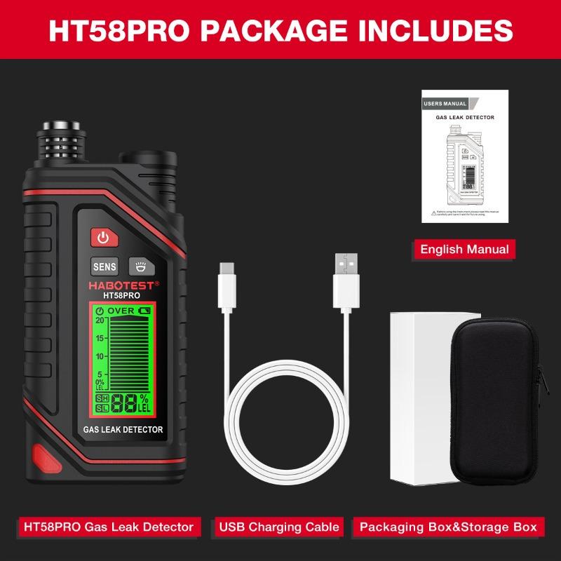 

HT58pro Combustible Gas Detector Handheld Profession Tester Portable Multi-functional Alcohol Gas Analyzer Electric Tester Tool