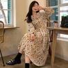 Women's 2024 V-Neck Floral Retro French Tea Break Dress - Autumn/Winter Collection