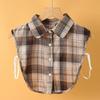1Pc Fake Collar Leisure Travel Maillard Elegant Checkered Various Tops Shirt Lining Sweater Inner Layer Brown Tones
