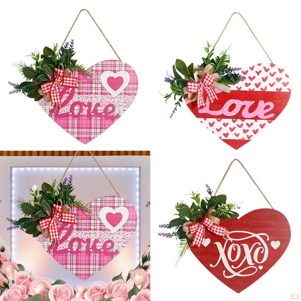 Heart-Shaped Wooden Love Plaque for Valentine's Day Decor