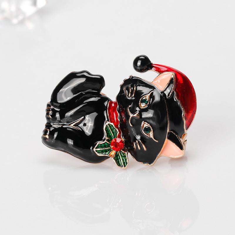 Christmas Vintage Animal Cute Cat Brooches Pins Women Coat Clothing Badges Jewelry Accessries