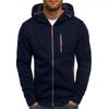 Cross2026 European & American Men's Spring/Autumn Zipper Hoodie: Casual, Loose-Fit, Solid Color for Fitness & Sports