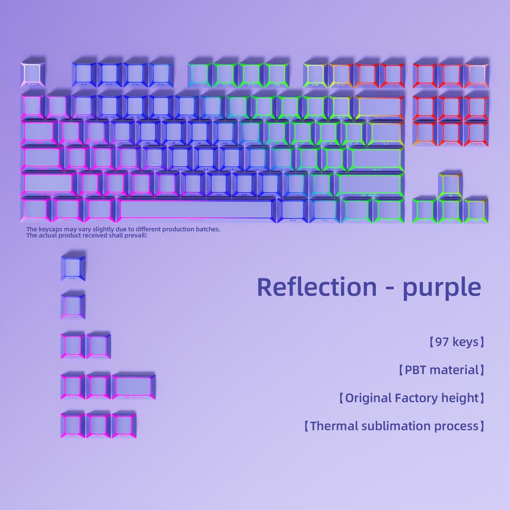 Colorful Shadow Keycaps Side Print Edge Backlit PBT White Black Pink Blue Cherry Profile 97 Keys Cap MX Gamer Keyboards AULA