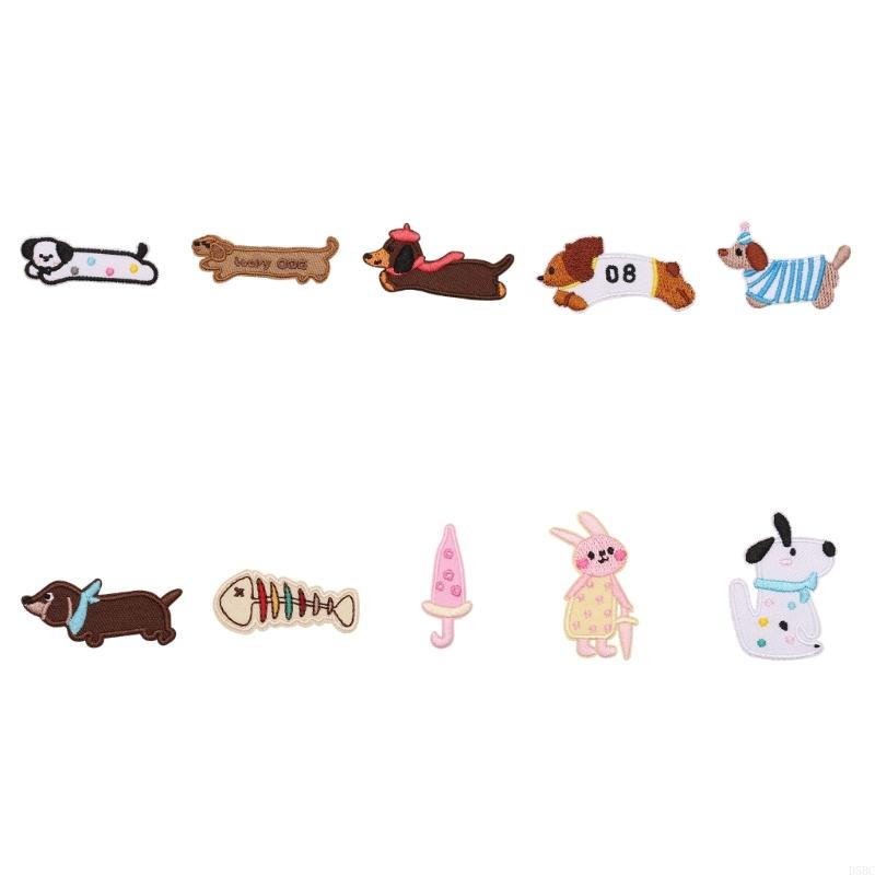 Dog Animal Embroidered Iron On Fabric Patches For Jackets Backpacks Dress Hat