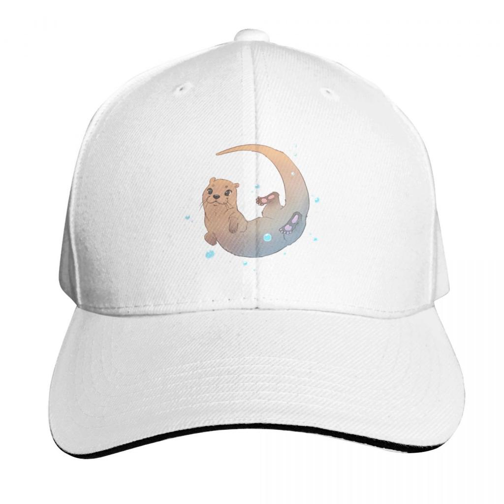 Playful Otter Circle Baseball Cap Beach Outing Designer Cap Golf Trucker Hat Ladies Unisexs