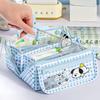 Cute Plaid Puppy Large Capacity Pencil Case Multi-Function Cartoon Stationery Bag with Prism Design Stain Resistant