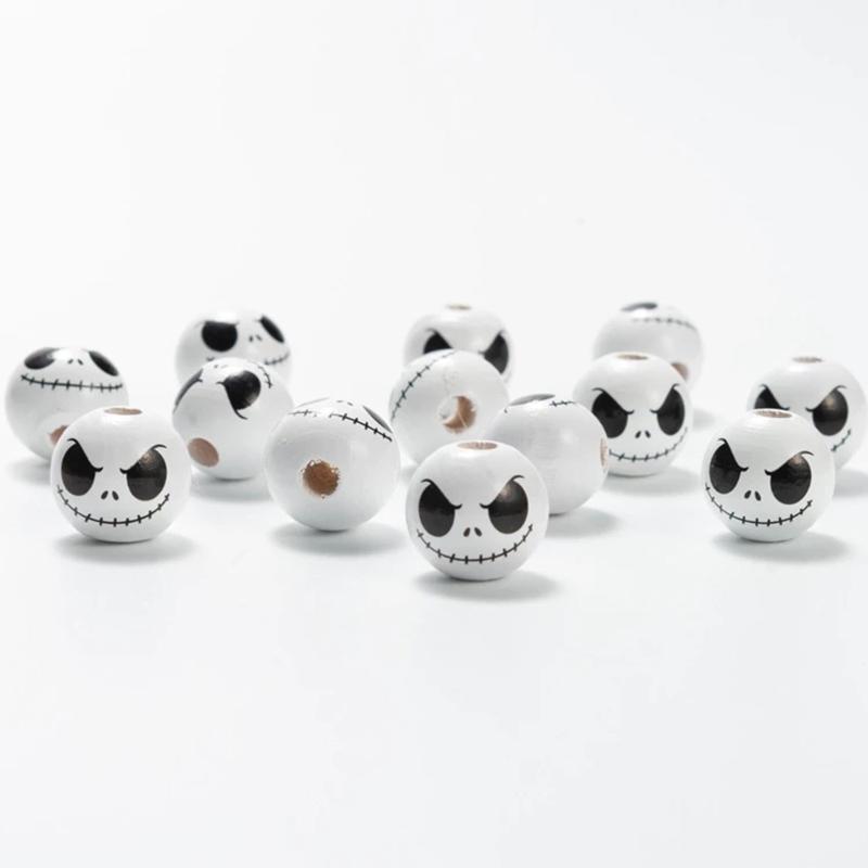 10 Pcs Craft Wood Beads Halloween Beads Polished Round Beads for Jewelry Making