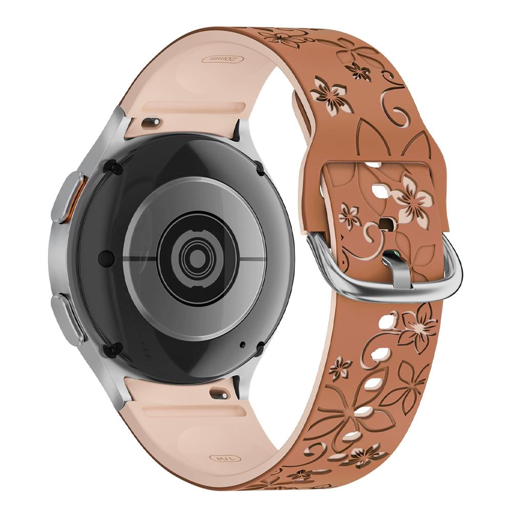 Band for Samsung Galaxy Watch 7/5 Pro/4 6 Classic 40 44mm Engraved flower Silicone Sport Bracelet correa Galaxy Watch 7 Straps