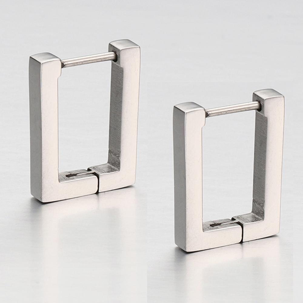 2-4pcs Stainless Steel Earrings Triangular Rectangle Earrings Hoop Fashion Jewelry Making DIY Women Men Punk Hiphop Bijoux