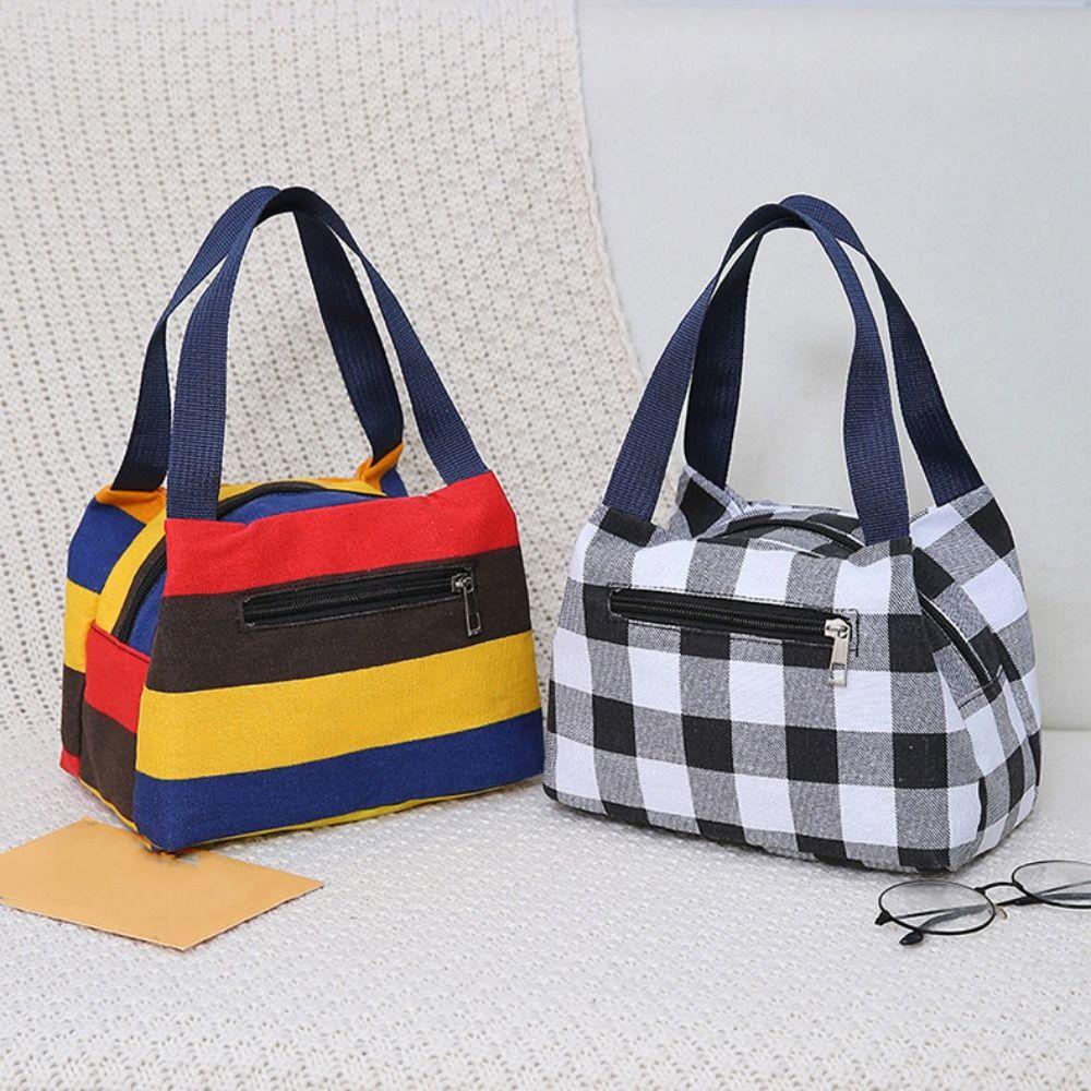 Women Fashion Zipper Oxford Cloth Bag Waterproof Casual Lunch Box Lightweight Vegetable Shopping Bag